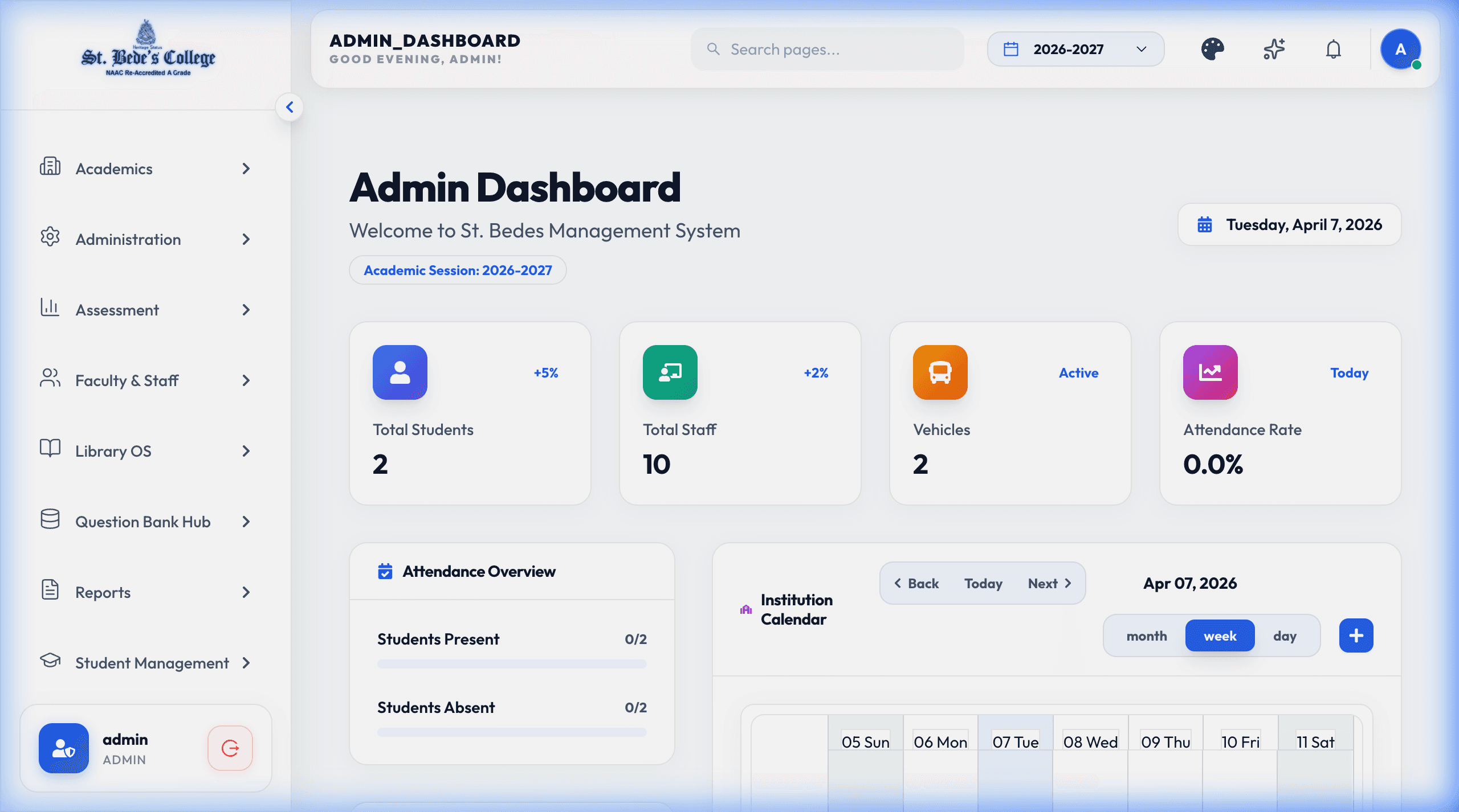 St. Bede's ERP System - Screenshot 1